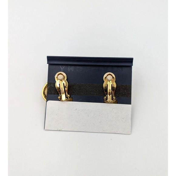Vintage Givenchy Gold Tone Faux Pearl Statement Clip On Earrings 80's Marked - Picture 9 of 15